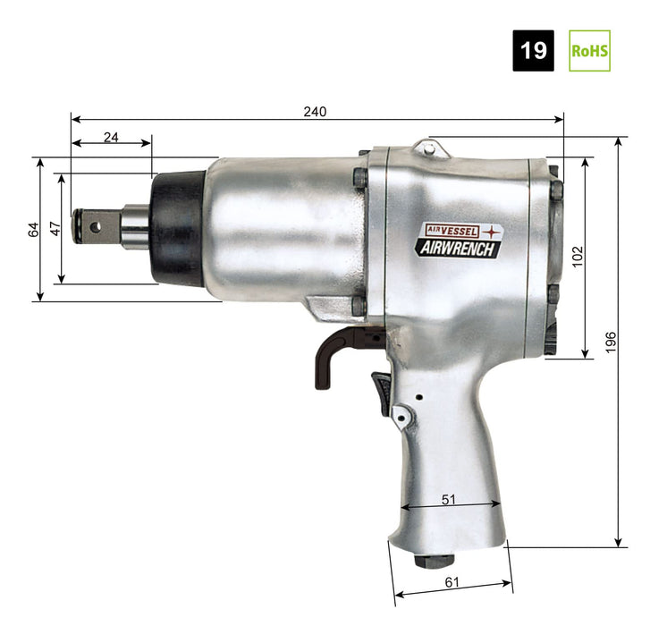Vessel GT-P18J Air Impact Wrench Single Hammer-Kiichin - The #1 Place for Japanese Goods in Your Hand!