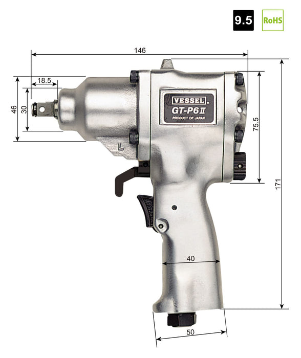 Vessel GT-P6-2 Air Impact Wrench Single Hammer-Kiichin - The #1 Place for Japanese Goods in Your Hand!