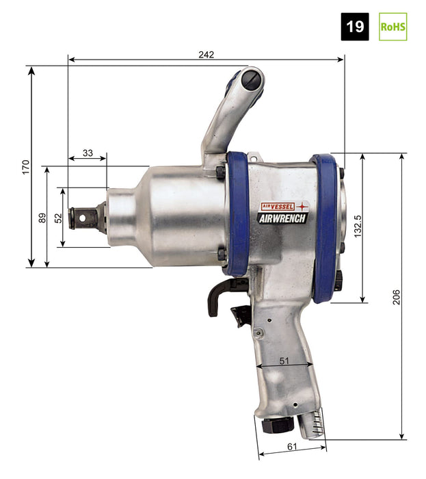 Vessel GT-2500PF Lightweight Air Impact Wrench-Kiichin - The #1 Place for Japanese Goods in Your Hand!