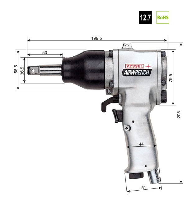 Vessel GT-1600VPL Ultralight Air Impact Wrench-Kiichin - The #1 Place for Japanese Goods in Your Hand!